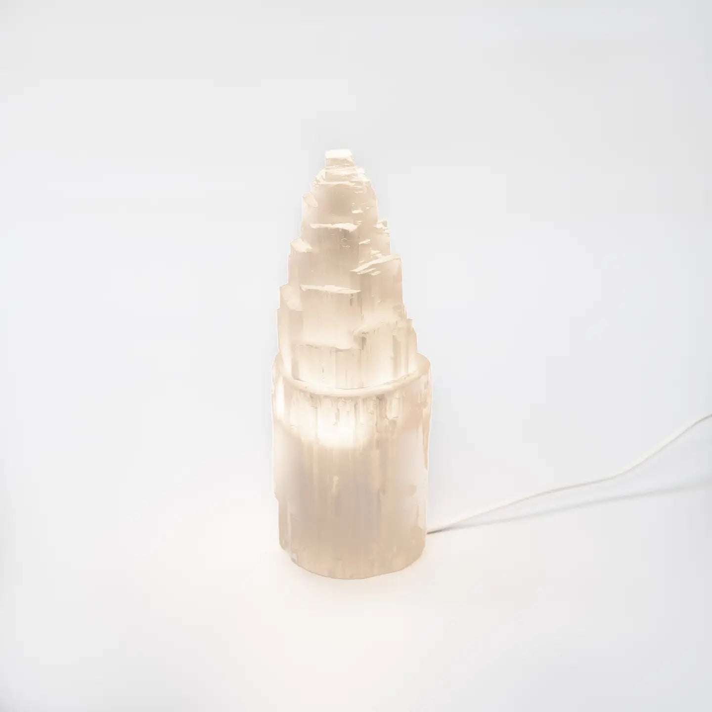 Selenite Crystal Tower Lamp 30cm White