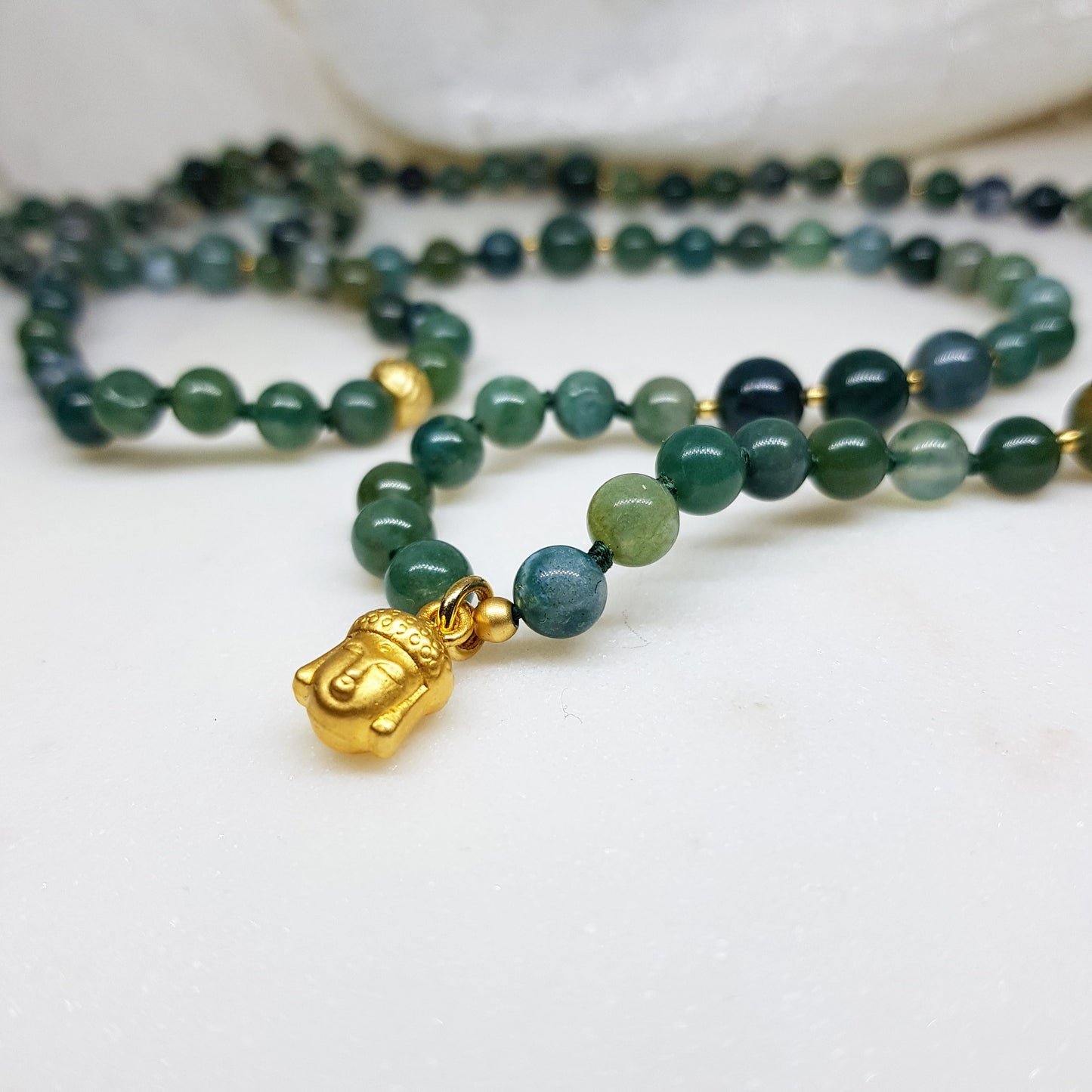 Golden Buddha ~ Moss Agate