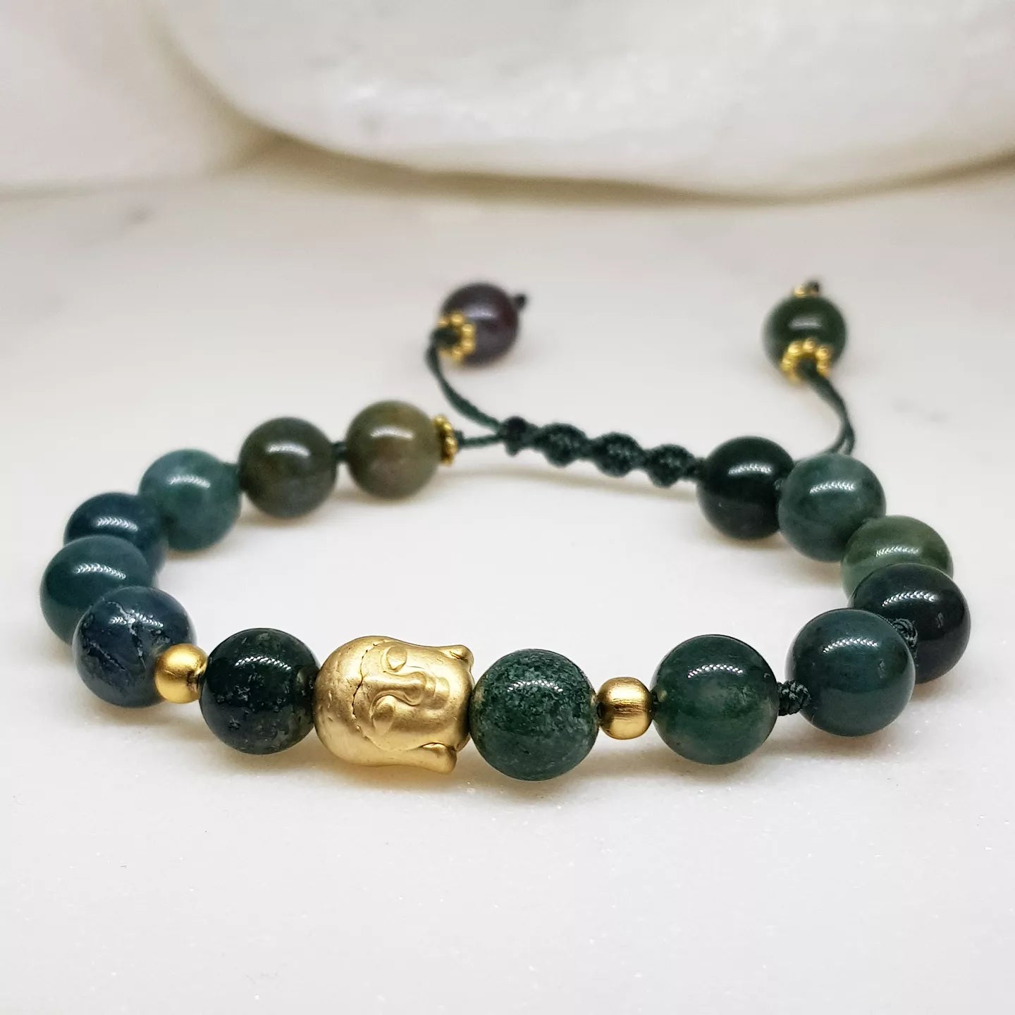 Buddha Bracelet ~ Moss Agate