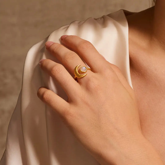 Cradled in Light Moonstone Ring